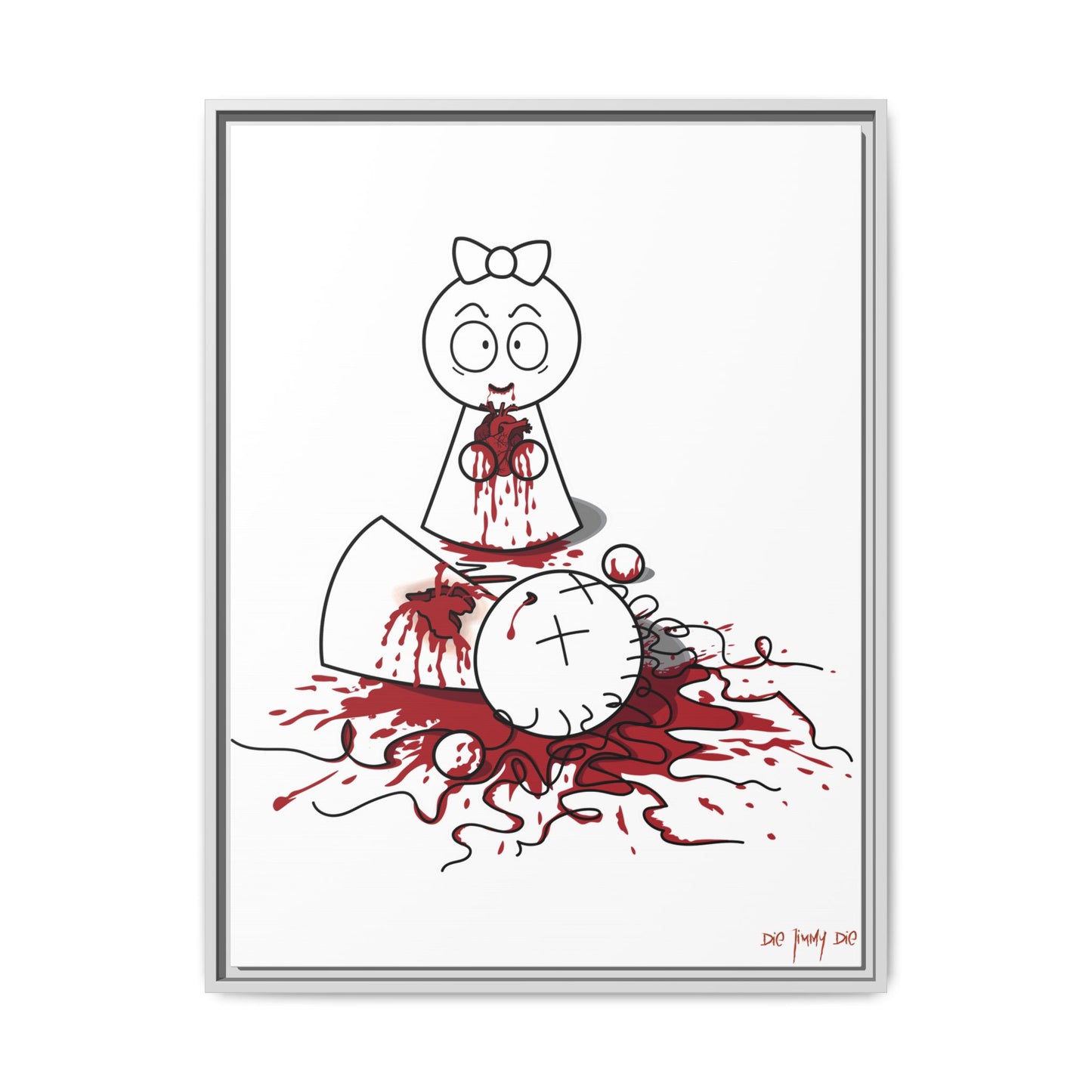 DIE JIMMY DIE - "Your Heart Will Go On" Framed Canvas | Anti-Valentine’s Dark Humor Art Print | 24x32 Cult Cinematic Decor