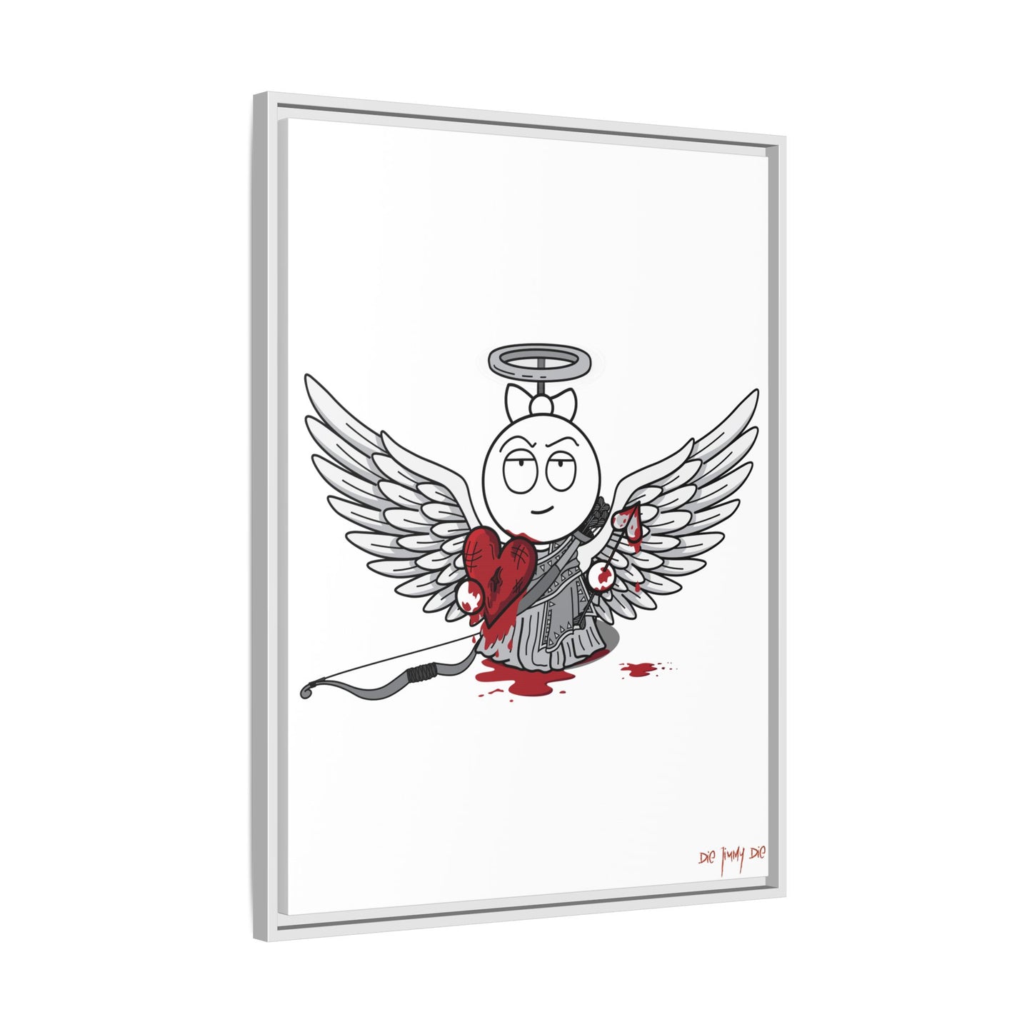DIE JIMMY DIE - Frankie "Cupid of Carnage" Framed Canvas Print | 24x32 Anti-Valentine’s Dark Humor Wall Art | Goth Indie Aesthetic Decor