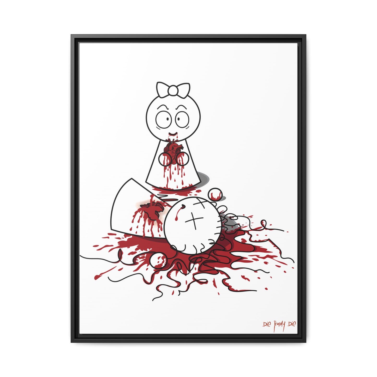 DIE JIMMY DIE - "Your Heart Will Go On" Framed Canvas | Anti-Valentine’s Dark Humor Art Print | 24x32 Cult Cinematic Decor