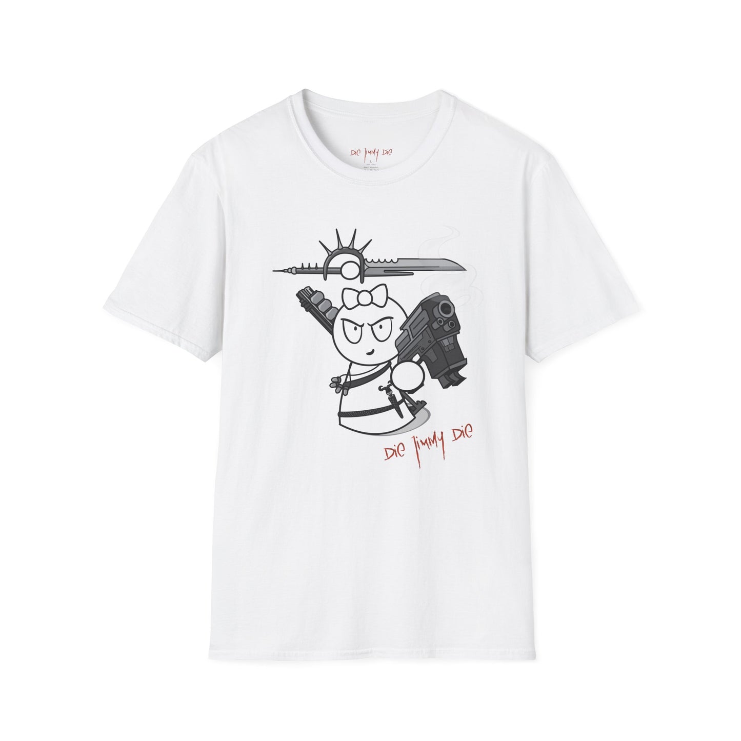 Die Jimmy Die – Warrior Frankie | Comic-Style Action Graphic Tee, Dark Humor Collector Art Shirt, Gildan 64000 Unisex Tee