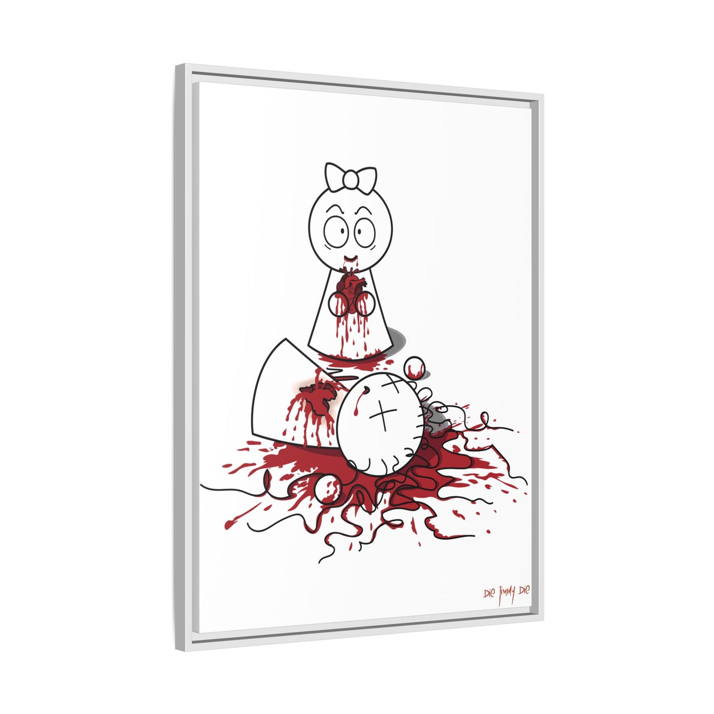 DIE JIMMY DIE - "Your Heart Will Go On" Framed Canvas | Anti-Valentine’s Dark Humor Art Print | 24x32 Cult Cinematic Decor
