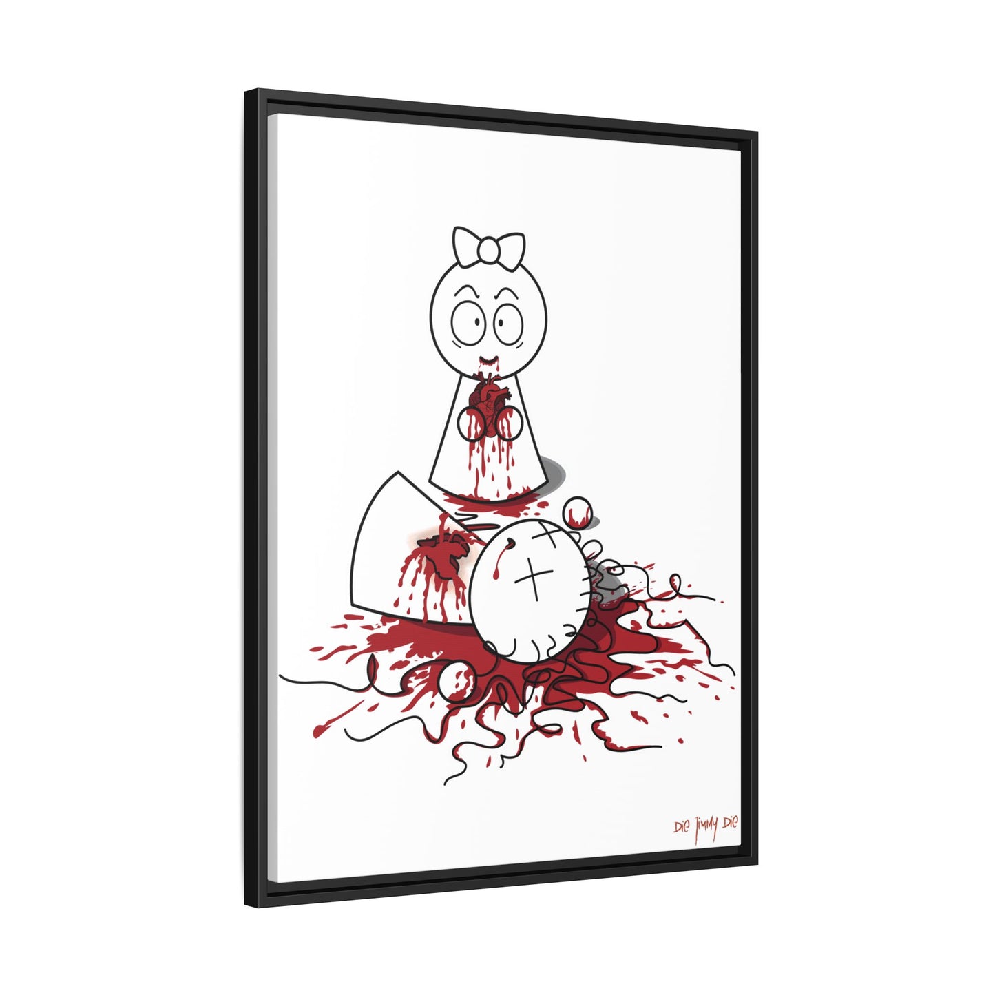 DIE JIMMY DIE - "Your Heart Will Go On" Framed Canvas | Anti-Valentine’s Dark Humor Art Print | 24x32 Cult Cinematic Decor