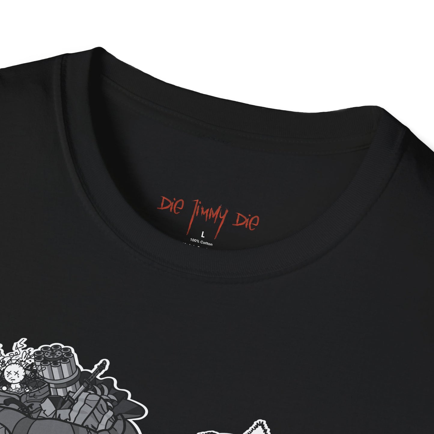 Die Jimmy Die – “The Sleigh Accident” T-Shirt | Holiday Casual Fit | Gildan 64000 Unisex Lightweight Fabric (153 g/m²) T-shirt (white/black) | S-2XL sizes