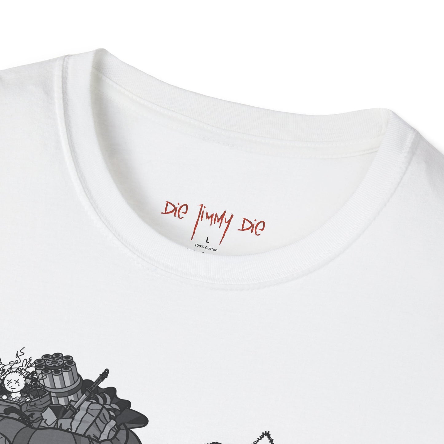 Die Jimmy Die – “The Sleigh Accident” T-Shirt | Holiday Casual Fit | Gildan 64000 Unisex Lightweight Fabric (153 g/m²) T-shirt (white/black) | S-2XL sizes