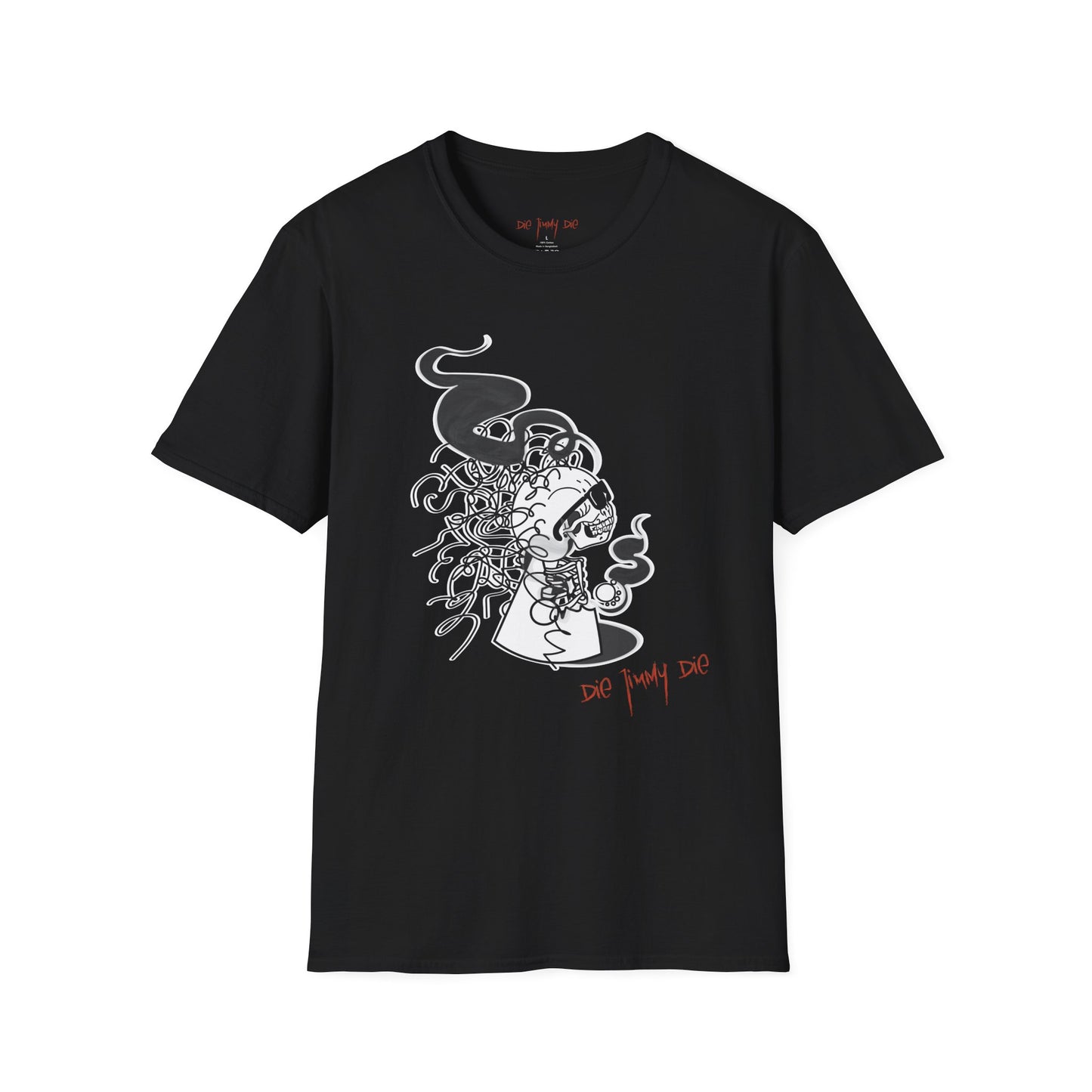 Die Jimmy Die – “Smoked Jimmy” T-Shirt | Dark Humor Ghost Boy Art, Alt Streetwear Graphic Tee, Vapor Skull Cartoon, Cult Saga Merch, Meme-Ready Gothic Apparel for Alternative Fashion Fans
