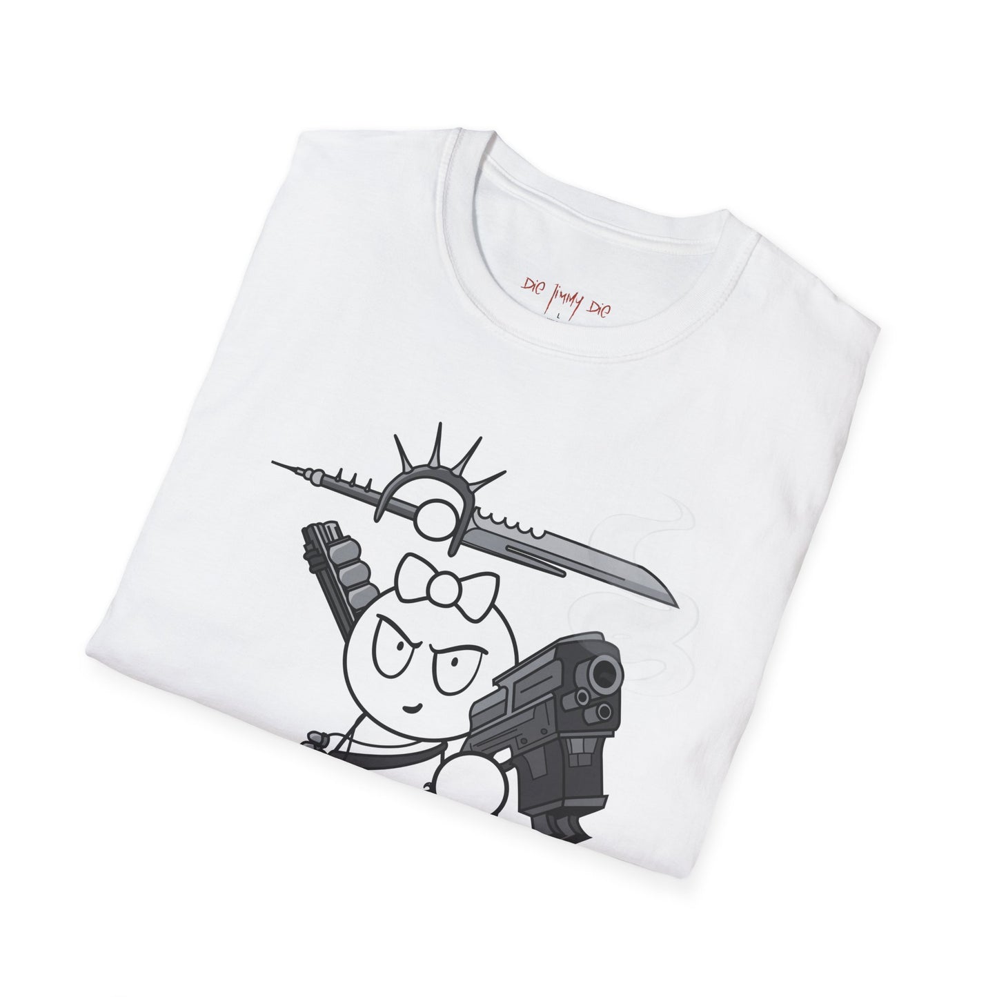 Die Jimmy Die – Warrior Frankie | Comic-Style Action Graphic Tee, Dark Humor Collector Art Shirt, Gildan 64000 Unisex Tee